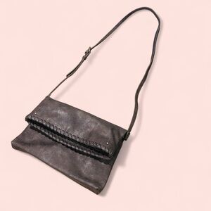 Lagenlook Minimalist Hipster Brown Style & Co Whipstitch East West Crossbody